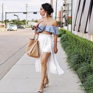 Blue and white stripe crop top